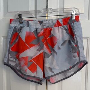 Under Armour Women's Geometric Orange, light blue and Gray Shorts